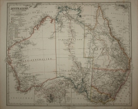 Map of routes and discoveries by explorers in Australia in 1866