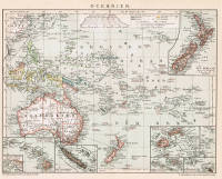 German Antique Map of the Pacific Ocean, late 19th Century